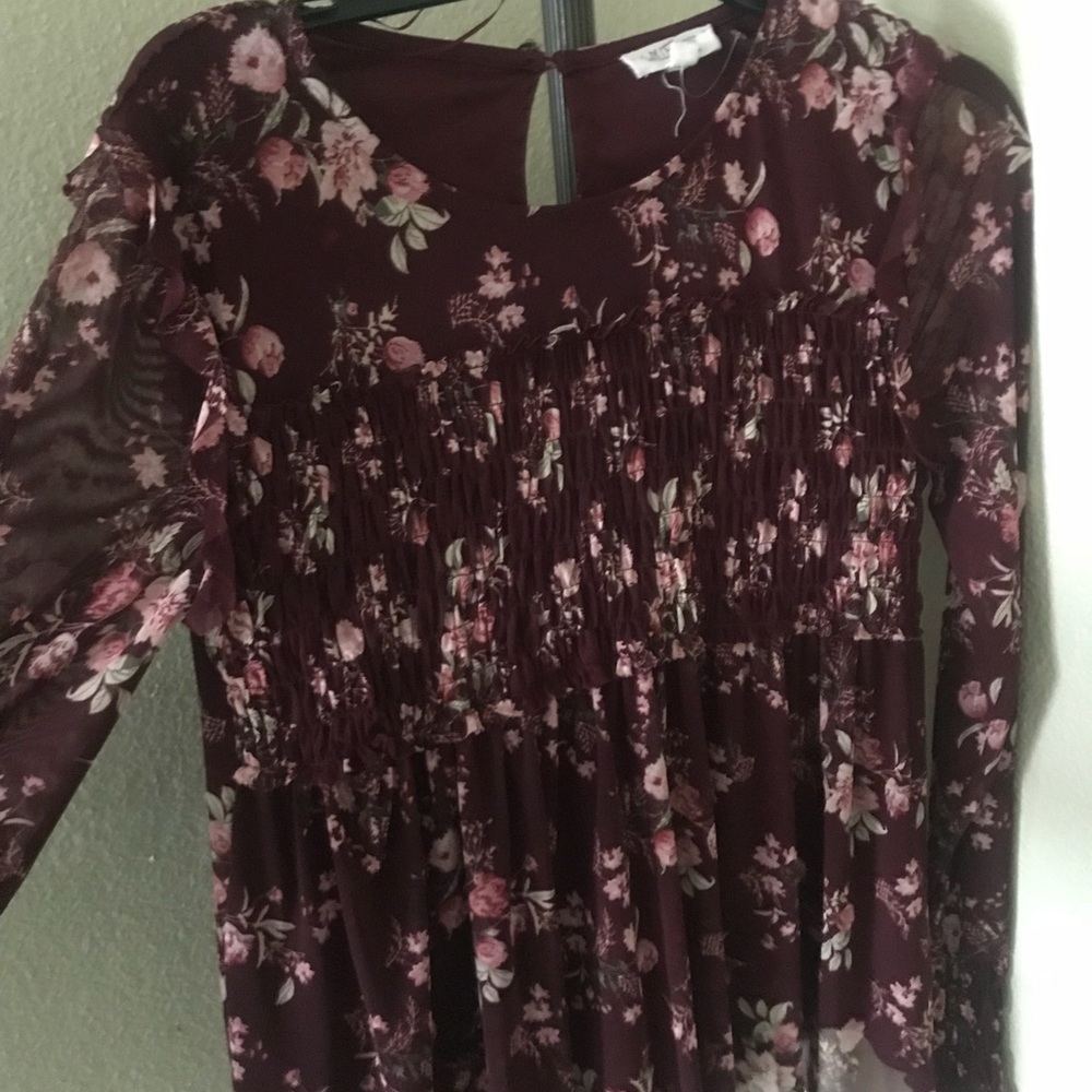 Floral Burgundy sheer top